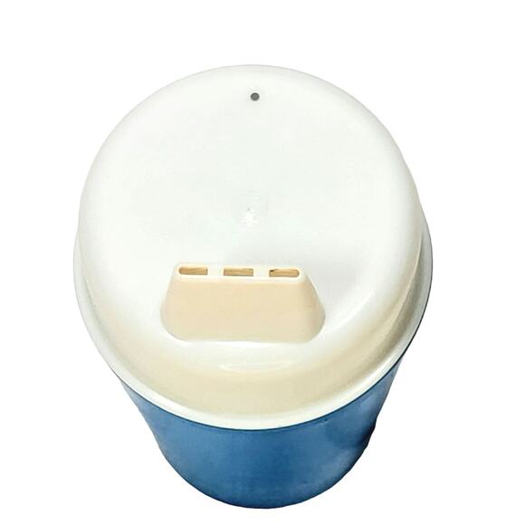 Vintage Child's Blue Plastic Sippy Cup with White Lid Plain 5" Rare Made in USA - Picture 3 of 8